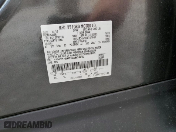 2016 Ford Explorer XLT with VIN 1FM5K7DH2GGB39293, listed as a Copart auction lot 51416445 with 126,475 mi miles and Salvage Title. Bid and sale history available at carsss.com. Image 13.
