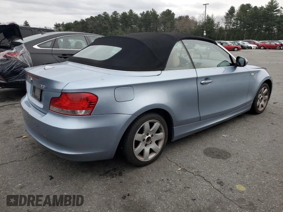 2011 BMW 1 Series 128i with VIN WBAUN1C59BVH82496, listed as a Copart auction lot 83407084 with 123,160 mi miles and Salvage Title. Bid and sale history available at carsss.com. Image 3.