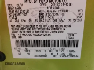 2012 Ford Escape XLT z VIN 1FMCU0D74CKA12634, wystawiony jako Copart lot #56332815 z przebiegiem 149 390 mil mil oraz Szkoda całkowita • Salvage title. Historia ofert i sprzedaży dostępna na DreamBid. Obrazek 13.