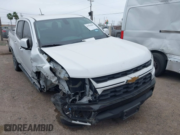 2021 Chevrolet Colorado 2WD Work Truck z VIN 1GCGSBEA2M1184525, wystawiony jako IAAI lot #41555605 z przebiegiem 35 847 mil mil oraz . Historia ofert i sprzedaży dostępna na DreamBid. Obrazek 1.