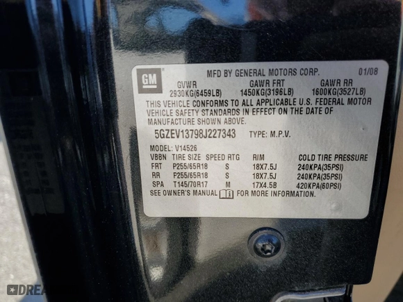 2008 Saturn Outlook XE with VIN 5GZEV13798J227343, listed as a Copart auction lot 77190814 with 133,535 mi miles and Salvage Title. Bid and sale history available at carsss.com. Image 13.