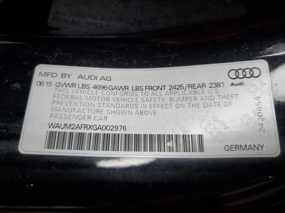 2016 Audi A5 Premium Plus with VIN WAUM2AFRXGA002976, listed as a Copart auction lot 88932455 with 117,492 mi miles and Clean Title. Bid and sale history available at carsss.com. Image 12.