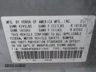 2017 Acura ILX w/Premium/A-SPEC Pkg with VIN 19UDE2F8XHA011848, listed as a IAAI auction lot 41175499 with 110,455 mi miles. Bid and sale history available at carsss.com. Image 9.