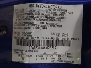 2006 Ford Focus S z VIN 1FAFP34N66W232191, wystawiony jako IAAI lot #42319916 z przebiegiem 51 438 mil mil oraz . Historia ofert i sprzedaży dostępna na DreamBid. Obrazek 9.