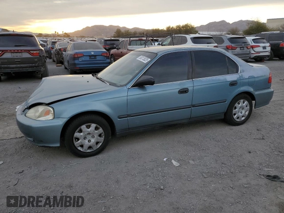 2000 Honda Civic LX with VIN 1HGEJ6672YL035550, listed as a Copart auction lot 50013625 with 158,221 mi miles and Salvage Title. Bid and sale history available at DreamBid. Image 1.