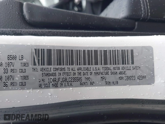 2020 Jeep Grand Cherokee Summit z VIN 1C4RJFJG0LC235505, wystawiony jako IAAI lot #42020520 z przebiegiem 61 624 mil mil oraz . Historia ofert i sprzedaży dostępna na DreamBid. Obrazek 9.
