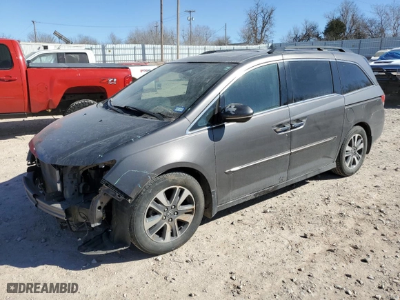 2015 Honda Odyssey Touring Elite with VIN 5FNRL5H92FB097968, listed as a Copart auction lot 46144215 with 0 mi miles and Salvage Title. Bid and sale history available at carsss.com. Image 1.