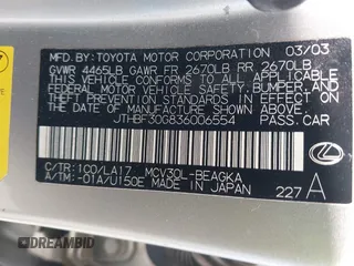 2003 Lexus ES with VIN JTHBF30G836006554, listed as a IAAI auction lot 42098937 with 176,516 mi miles. Bid and sale history available at carsss.com. Image 9.