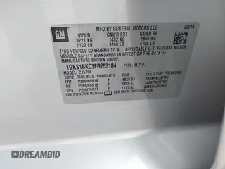 2015 GMC Yukon SLT with VIN 1GKS1BKC3FR253184, listed as a IAAI auction lot 41574610 with 152,543 mi miles. Bid and sale history available at carsss.com. Image 9.