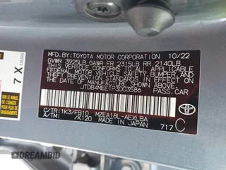 2023 Toyota Corolla LE with VIN JTDB4MEE1P3003586, listed as a IAAI auction lot 41944898 with 49,236 mi miles and . Bid and sale history available at DreamBid. Image 9.