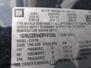 2012 Chevrolet Tahoe Commercial with VIN 1GNLC2E04CR191339, listed as a IAAI auction lot 41642943 with 152,941 mi miles. Bid and sale history available at carsss.com. Image 9.