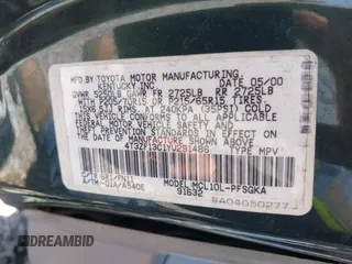 2000 Toyota Sienna LE with VIN 4T3ZF13C1YU291486, listed as a IAAI auction lot 41920881 with 192,607 mi miles. Bid and sale history available at carsss.com. Image 9.
