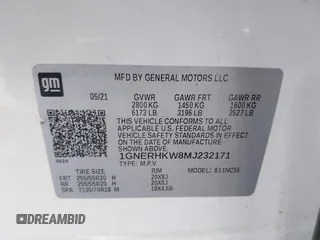 2021 Chevrolet Traverse LT with VIN 1GNERHKW8MJ232171, listed as a IAAI auction lot 42269142 with 88,830 mi miles and . Bid and sale history available at DreamBid. Image 9.