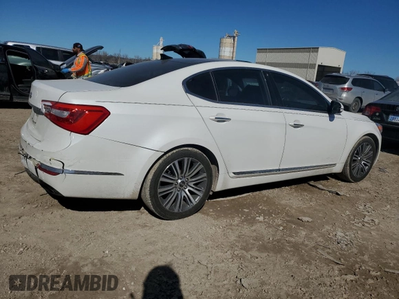 2014 Kia Cadenza Premium with VIN KNALN4D7XE5152520, listed as a Copart auction lot 47031785 with 142,386 mi miles and Salvage Title. Bid and sale history available at carsss.com. Image 3.