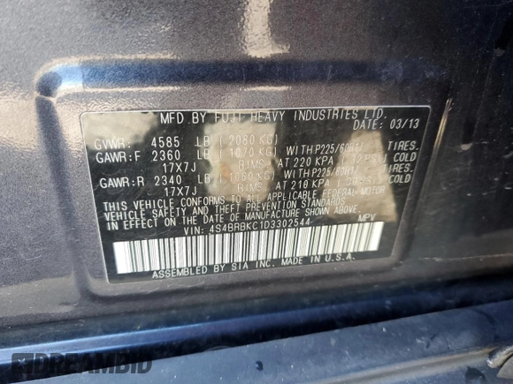 2013 Subaru Outback 2.5i Limited with VIN 4S4BRBKC1D3302544, listed as a Copart auction lot 80240464 with 94,524 mi miles and Non Repairable. Bid and sale history available at carsss.com. Image 13.
