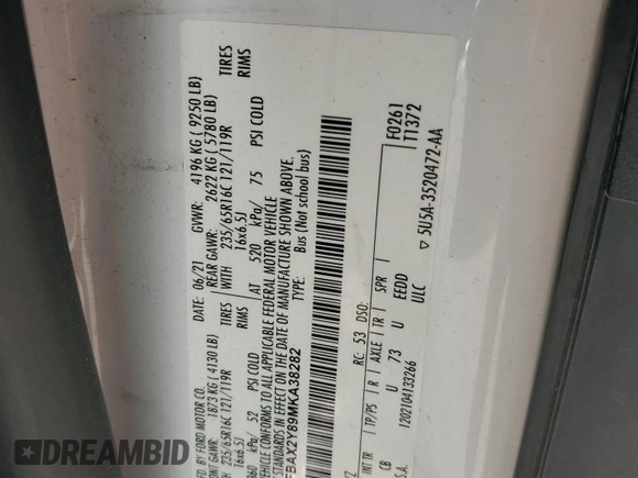 2021 Ford Transit Passenger XL z VIN 1FBAX2Y89MKA38282, wystawiony jako Copart lot #63458855 z przebiegiem 113 489 mil mil oraz Czysty tytuł • Clean title. Historia ofert i sprzedaży dostępna na DreamBid. Obrazek 13.