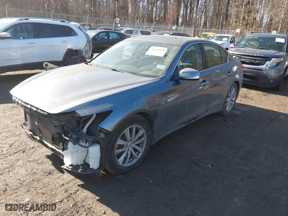 2015 Infiniti Q50 Premium with VIN JN1BV7AP4FM334762, listed as a IAAI auction lot 41443049 with 99,519 mi miles. Bid and sale history available at carsss.com. Image 2.