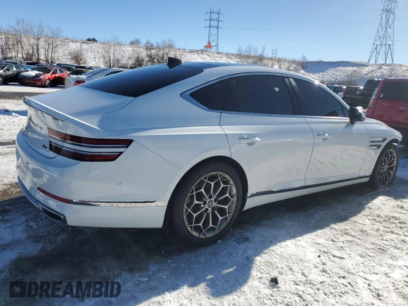 2021 Genesis G80 2.5T with VIN KMTGB4SC6MU044687, listed as a Copart auction lot 87952985 with 80,141 mi miles and Salvage Title. Bid and sale history available at DreamBid. Image 3.