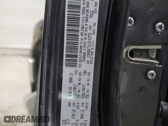 2018 Ram 1500 Tradesman with VIN 1C6RR6FT0JS143772, listed as a Copart auction lot 43548515 with 132,998 mi miles and Salvage title. Bid and sale history available at DreamBid. Image 13.