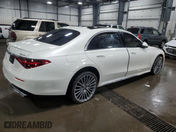 2023 Mercedes-Benz S-Class S 500 with VIN W1K6G6DB0PA210158, listed as a Copart auction lot 86613224 with 0 mi miles and Salvage Title. Bid and sale history available at carsss.com. Image 3.
