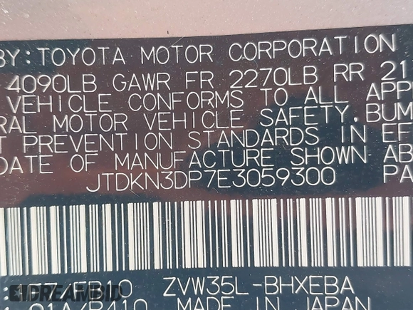 2014 Toyota Prius с VIN JTDKN3DP7E3059300, выставлен на аукционе IAAI как лот 42060345 с пробегом 86 729 миль миль и . История ставок и продаж доступна на DreamBid. Изображение 9.