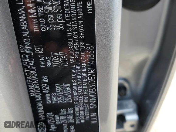 2024 Hyundai Tucson SEL with VIN 5NMJB3DE7RH418381, listed as a Copart auction lot 73030794 with 2,847 mi miles and Salvage Title. Bid and sale history available at carsss.com. Image 13.