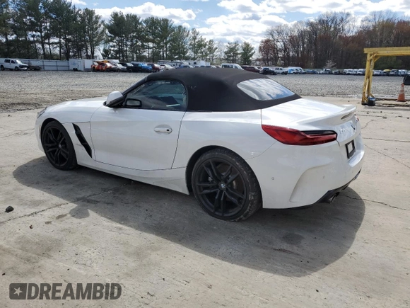 2021 BMW Z4 sDrive30i with VIN WBAHF3C09MWX24087, listed as a Copart auction lot 52036575 with 0 mi miles and Salvage Title. Bid and sale history available at carsss.com. Image 2.