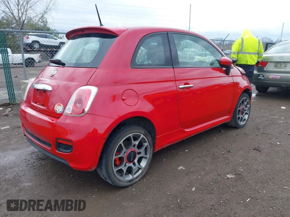 2015 FIAT 500 Sport with VIN 3C3CFFBR7FT707154, listed as a IAAI auction lot 41836730 with 77,675 mi miles. Bid and sale history available at carsss.com. Image 4.