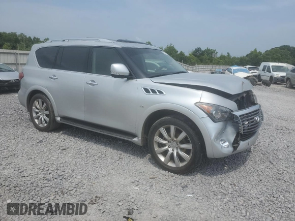 2014 Infiniti QX80 with VIN JN8AZ2NF7E9553738, listed as a Copart auction lot 62172325 with 187,697 mi miles and Salvage title. Bid and sale history available at DreamBid. Image 4.
