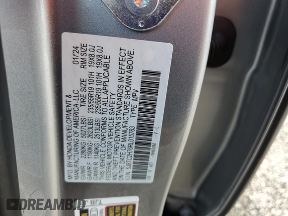 2024 Acura RDX w/Advance Package with VIN 5J8TC2H76RL015763, listed as a Copart auction lot 74236254 with 4,649 mi miles and Non Repairable. Bid and sale history available at carsss.com. Image 14.