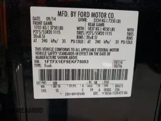 2014 Ford F-150 XL with VIN 1FTFX1EF5EKF75053, listed as a Copart auction lot 87941945 with 102,526 mi miles and Salvage Title. Bid and sale history available at DreamBid. Image 13.
