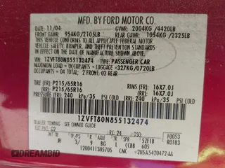 2005 Ford Mustang Deluxe with VIN 1ZVFT80N855132474, listed as a IAAI auction lot 42048955 with 199,930 mi miles. Bid and sale history available at carsss.com. Image 9.