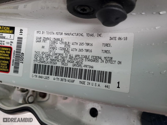 2018 Toyota Tacoma SR with VIN 5TFCZ5AN5JX155369, listed as a Copart auction lot 48400535 with NaN miles and Salvage Title. Bid and sale history available at carsss.com. Image 12.