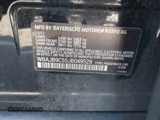 2018 BMW 5 Series M550i xDrive with VIN WBAJB9C55JB049529, listed as a IAAI auction lot 41241917 with 116,265 mi miles and . Bid and sale history available at carsss.com. Image 9.