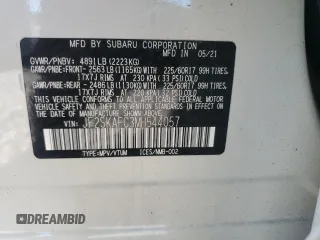 2021 Subaru Forester Premium with VIN JF2SKAFC3MH544057, listed as a Copart auction lot 56749215 with 56,890 mi miles and Salvage title. Bid and sale history available at DreamBid. Image 13.