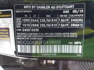 2015 Mercedes-Benz GLK-Class GLK 350 with VIN WDCGG8JB2FG438005, listed as a IAAI auction lot 41632090 with 60,389 mi miles. Bid and sale history available at carsss.com. Image 9.