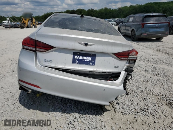2018 Genesis G80 3.8L with VIN KMHGN4JE4JU281405, listed as a Copart auction lot 54934575 with 72,534 mi miles and Salvage title. Bid and sale history available at DreamBid. Image 6.