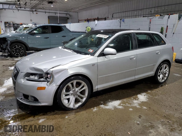 2008 Audi A3 S-Line with VIN WAUKD78P88A104973, listed as a Copart auction lot 44370765 with 209,088 mi miles and Salvage Title. Bid and sale history available at carsss.com. Image 1.