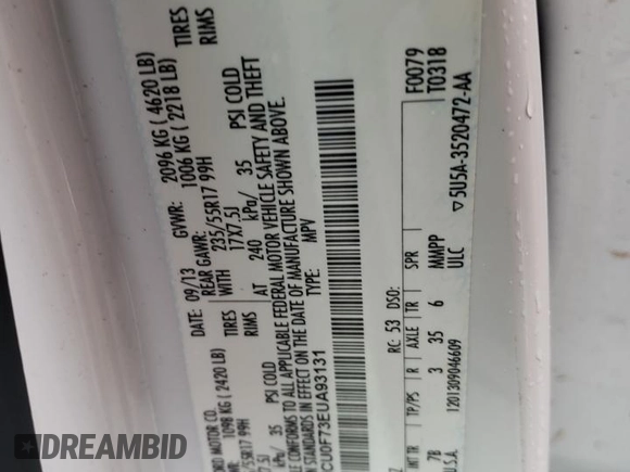 2014 Ford Escape S with VIN 1FMCU0F73EUA93131, listed as a Copart auction lot 71436664 with 162,631 mi miles and Salvage Title. Bid and sale history available at carsss.com. Image 13.