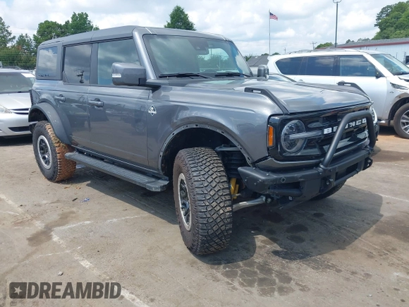 2024 Ford Bronco Outer Banks z VIN 1FMDE8BHXRLA40761, wystawiony jako IAAI lot #42704734 z przebiegiem 22 706 mil mil oraz . Historia ofert i sprzedaży dostępna na DreamBid. Obrazek 1.