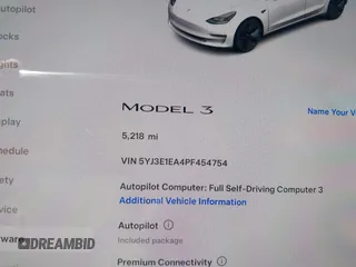 2023 Tesla Model 3 z VIN 5YJ3E1EA4PF454754, wystawiony jako IAAI lot #42665785 z przebiegiem 5 218 mil mil oraz . Historia ofert i sprzedaży dostępna na DreamBid. Obrazek 7.