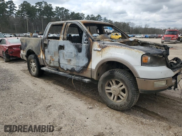 2005 Ford F-150 XLT with VIN 1FTPW14565KD60040, listed as a Copart auction lot 46543595 with 0 mi miles and Salvage Title. Bid and sale history available at carsss.com. Image 4.