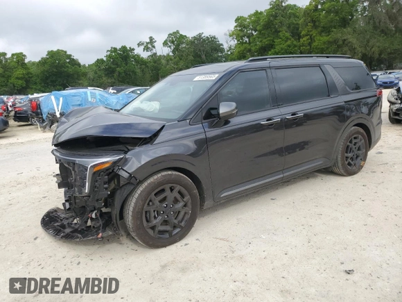 2025 Kia Carnival SX with VIN KNDNE5K37S6490478, listed as a Copart auction lot 51389565 with 6,929 mi miles and Salvage Title. Bid and sale history available at DreamBid. Image 1.