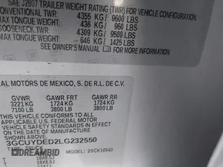2020 Chevrolet Silverado 1500 LT with VIN 3GCUYDED2LG232550, listed as a IAAI auction lot 41733055 with 110,847 mi miles and . Bid and sale history available at DreamBid. Image 9.
