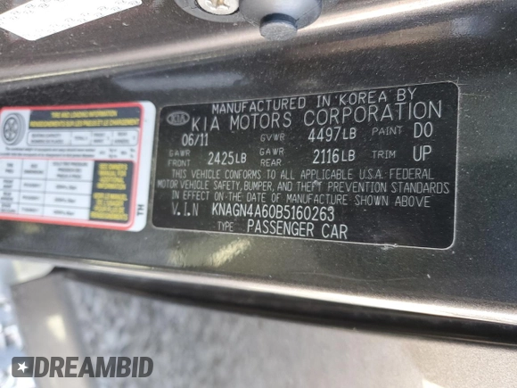 2011 Kia Optima EX with VIN KNAGN4A60B5160263, listed as a Copart auction lot 80885454 with 150,302 mi miles and Salvage Title. Bid and sale history available at carsss.com. Image 12.
