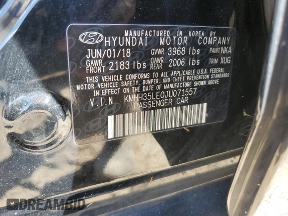 2018 Hyundai Elantra GT with VIN KMHH35LE0JU071557, listed as a Copart auction lot 74634034 with 35,238 mi miles and Non Repairable. Bid and sale history available at carsss.com. Image 13.