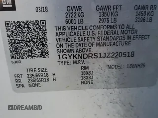 2018 Cadillac XT5 Luxury AWD with VIN 1GYKNDRS1JZ220518, listed as a Copart auction lot 88443845 with 134,520 mi miles and Salvage Title. Bid and sale history available at DreamBid. Image 13.