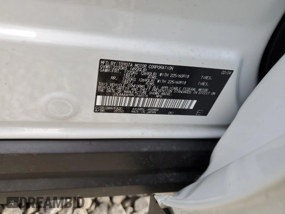 2024 Toyota Venza LE with VIN JTEAAAAH9RJ166516, listed as a Copart auction lot 53501044 with 1,250 mi miles and Salvage Title. Bid and sale history available at carsss.com. Image 14.