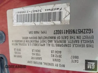 2008 Pontiac G6 GT z VIN 1G2ZH57N684118027, wystawiony jako IAAI lot #42263326 z przebiegiem 88 614 mil mil oraz . Historia ofert i sprzedaży dostępna na DreamBid. Obrazek 9.
