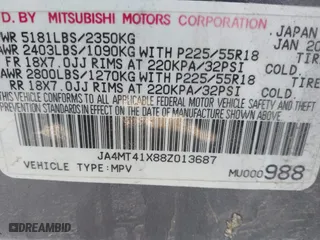 2008 Mitsubishi Outlander XLS with VIN JA4MT41X88Z013687, listed as a IAAI auction lot 41941061 with 170,526 mi miles. Bid and sale history available at carsss.com. Image 9.